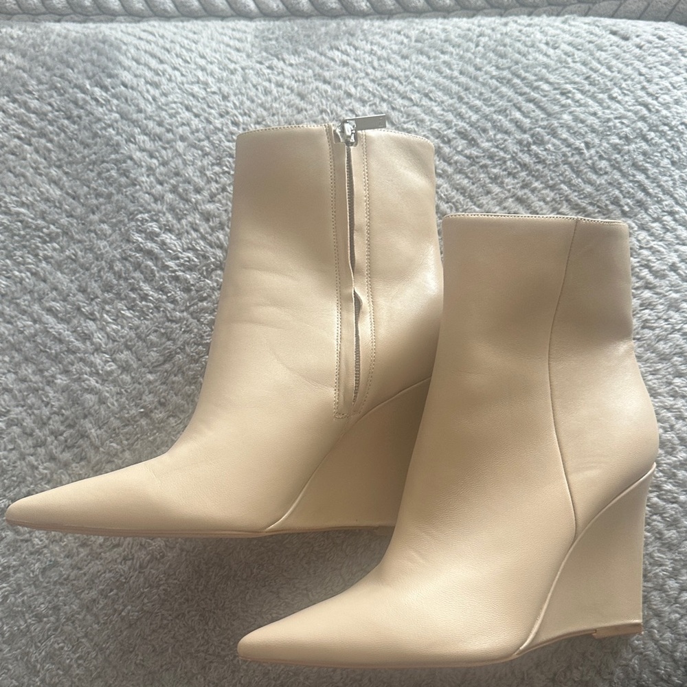 Marc Fisher Cream Wedge Ankle Boots